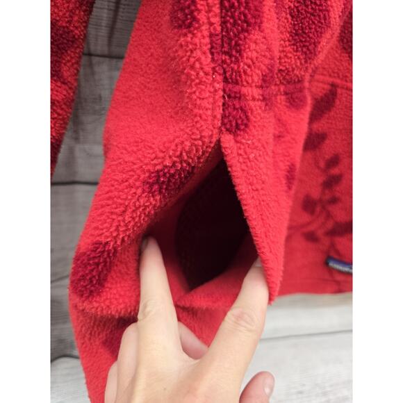 Vintage Patagonia Synchilla Fleece Pullover 1/4 Zip Size MED Floral Design Red - Picture 6 of 10